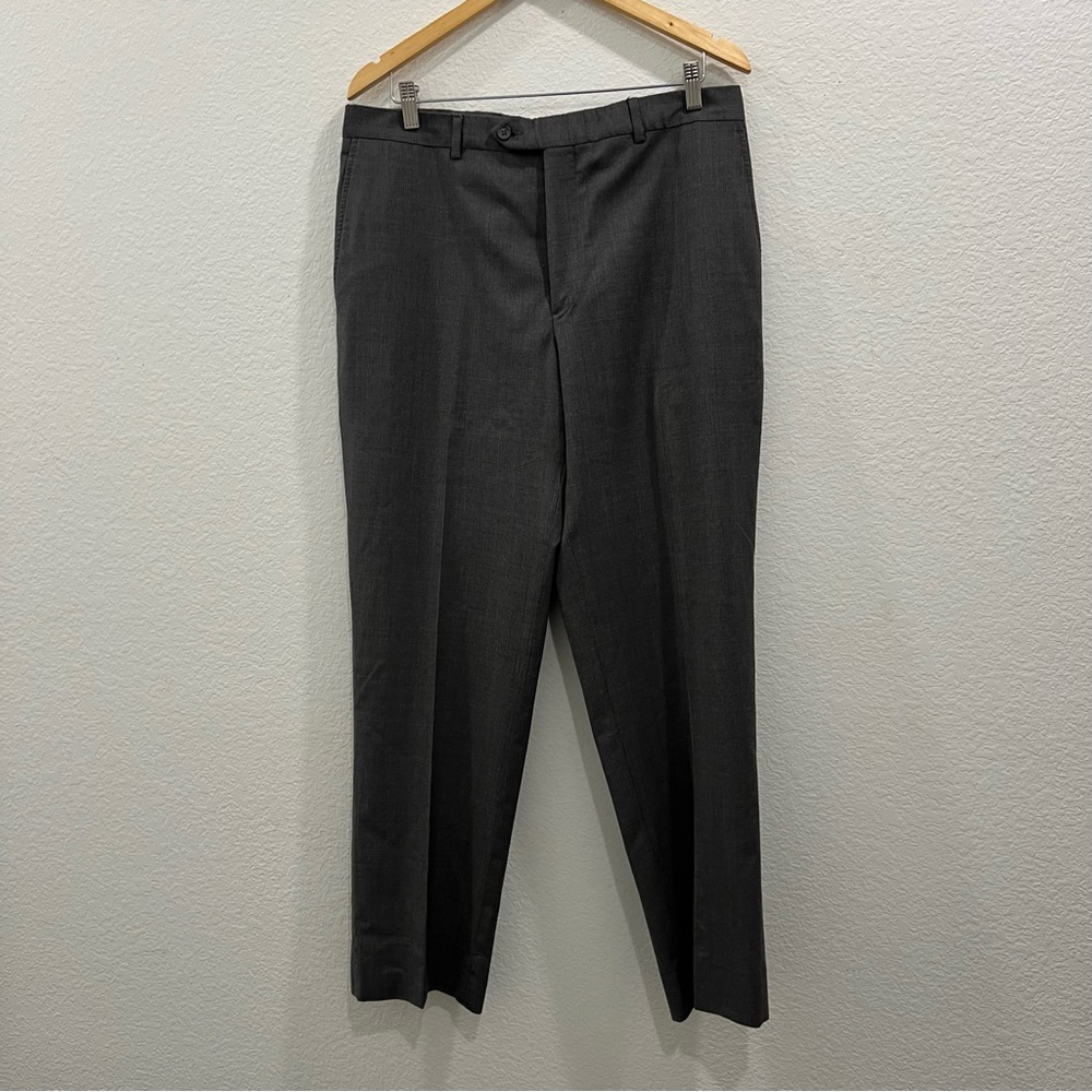 Men's‎ Kirkland LANEROSSI Wool Flat Front Dress Pants Gray Weave Sz 34 X 30